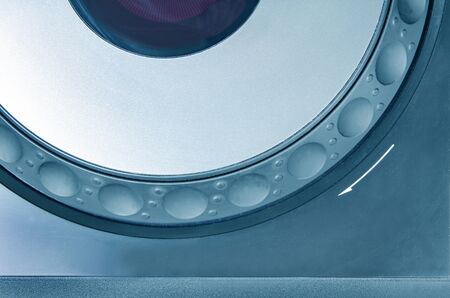 Part of dj cd player in blue toneの写真素材