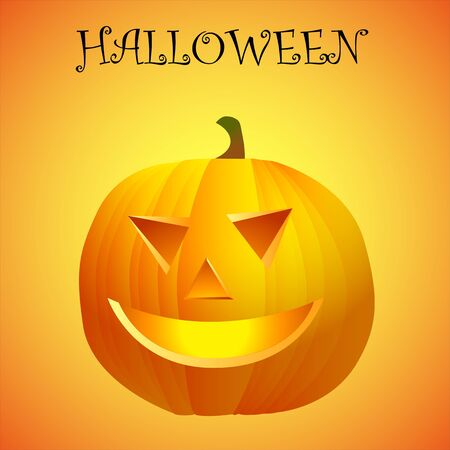 Halloween pumpkin with scary face, illustrationの写真素材