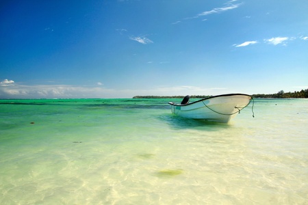 Boat in caribbean sea, Dominican Republicの写真素材