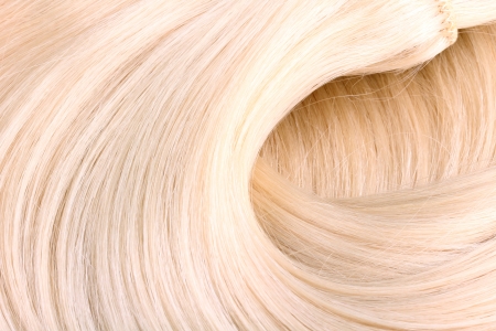Blond hair extension macroの写真素材