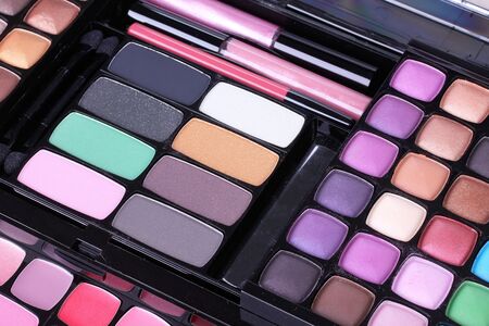 Make-up eye shadows set, closeup の写真素材