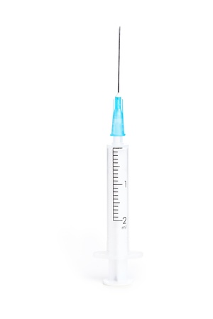 Syringe closeup on white backgroundの写真素材
