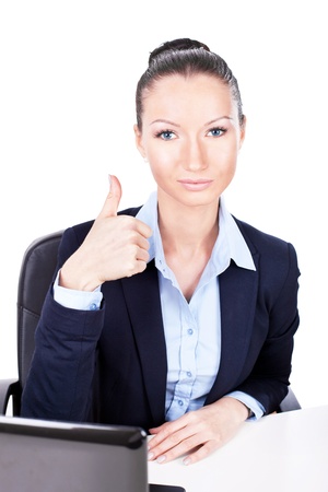 Business woman showing thumb upの写真素材