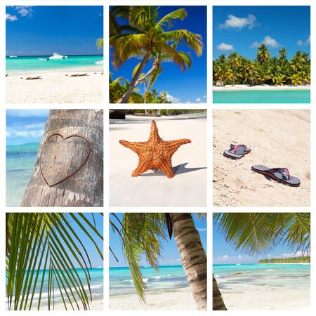 Tropical collage with caribbean landscapeの写真素材