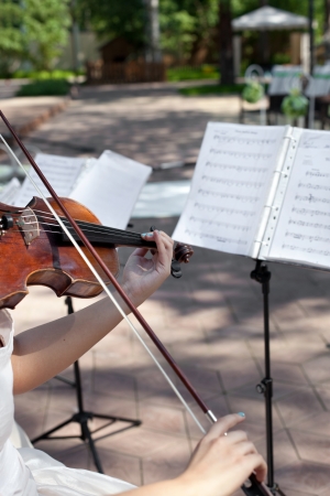 Violinist on wedding ceremony, playing Wedding Marchのeditorial素材