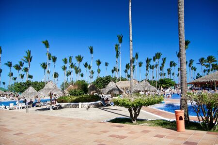 Luxury tropical hotel resort, near swimming poolのeditorial素材