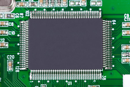 Computer microchip, closeup 