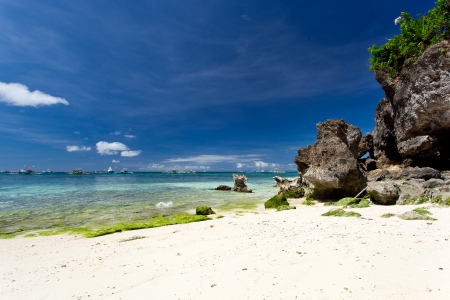 Tropical beach with rocks, Boracayの写真素材