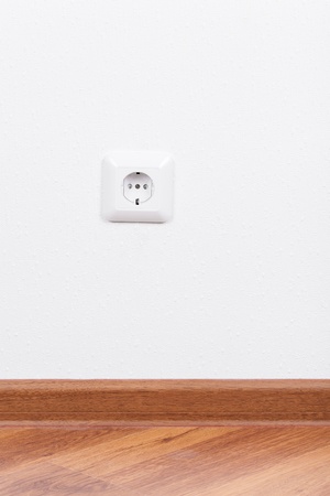 Electrical outlet on white wallの写真素材