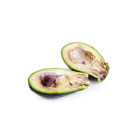 Bad avacado closeup on white background