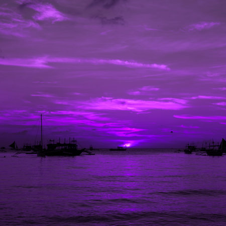 Amazing sunset. White beach, Boracay, Philippines 