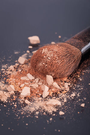 Face foundation powder product with crumbled textureの写真素材