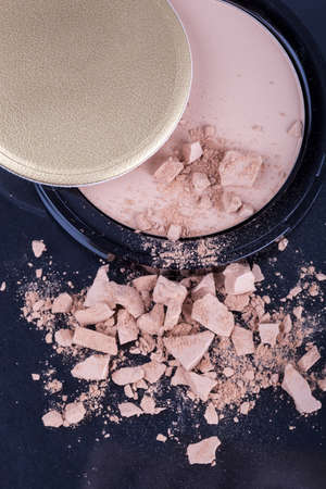 Face foundation powder product with crumbled textureの写真素材