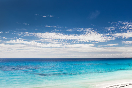 Caribbean beach with white sand and turquoise water, Cancunの写真素材