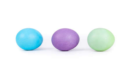 Easter eggs closeup on white backgroundの写真素材