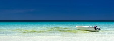 Motor boat at tropical sea, Philippines, Boracayの写真素材