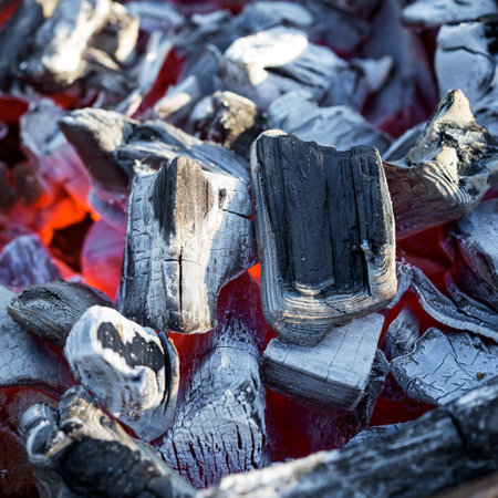 Burning charcoal, closeup