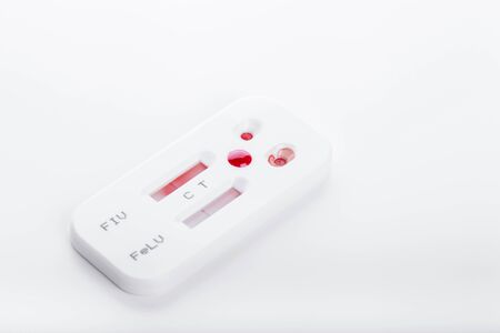 Blood testing virus kit on white. Healthy care conceptの写真素材
