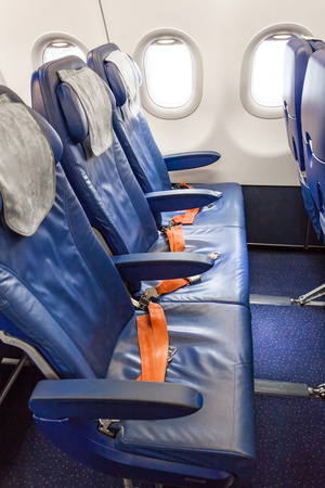Commercial passengers airplane interiorの写真素材