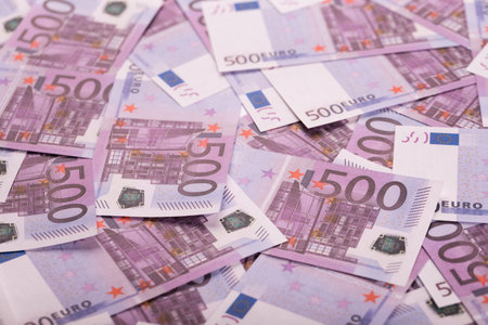 Euro banknotes background. Closeup