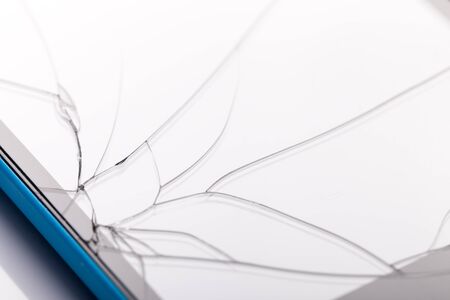 Broken screen on smartphone, closeupの写真素材