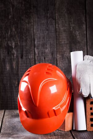 Construction tools closeup on wooden background
の写真素材