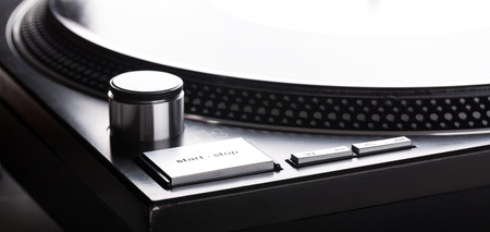 Dj turntable.Closeup. Listening the musicの写真素材