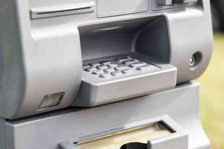 ATM machine, outdoors. Closeup shot
