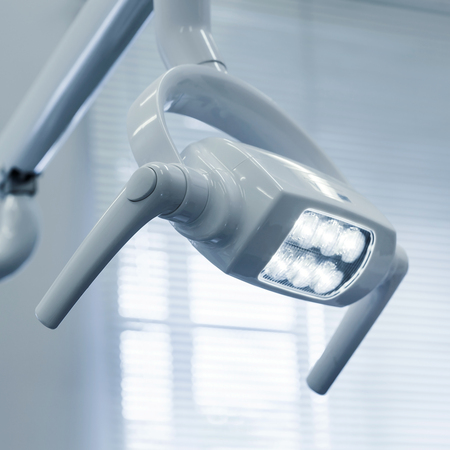 Dental handle lamp closeup, nobody. Dentistry equipment.の写真素材