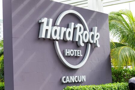 Cancun, Mexico - 12 January 2015: Hard Rock Cancun Hotel sign at the entranceのeditorial素材