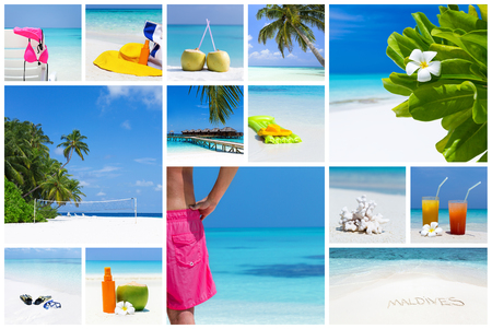 Tropical vacation card collage, travel destination conceptの写真素材