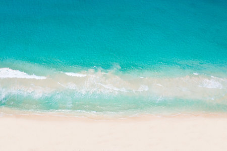 Tropical island with turquoise caribbean sea. Travel destination. Summer vacation. Aerial view from droneの写真素材