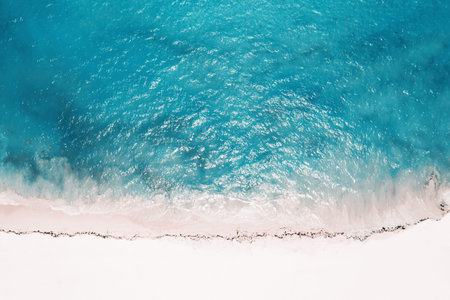 Aerial view from drone on tropical island with turquoise caribbean sea. Travel destination. Summer...