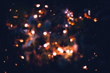 Color blurry magic garland lights, winter holiday background, mock up