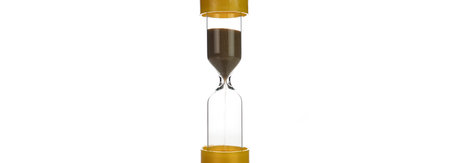 Sandglass isolated on white background. Time is running. Hourglass with falling grain
