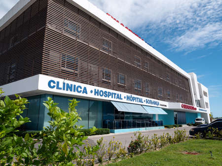 Bavaro, Dominican Republic - 10 February 2022: Public Hospital building in Punta Cana. Nobodyのeditorial素材