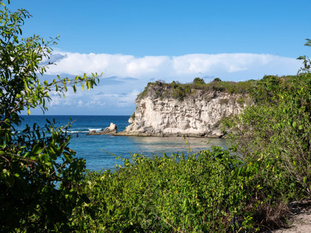 Macao beach with turquoise water and stone cliff. Dominican Republic