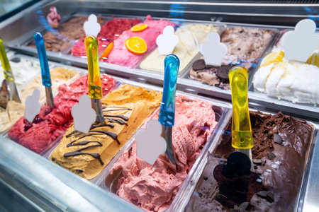 Ice cream on sale with different tastes inside Istanbul Airport terminal mallの写真素材