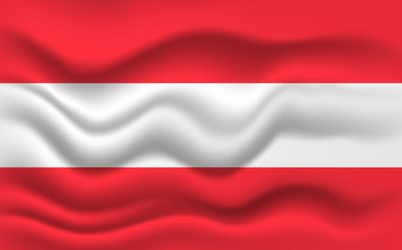 Austria flag waving, closeup background. 2D illustrationの写真素材