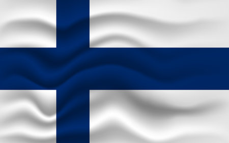 Finland flag waving, closeup background. 2D illustrationの写真素材