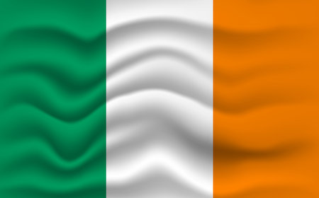 Ireland flag waving, closeup background. 2D illustrationの写真素材