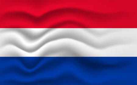 Netherlands flag waving, closeup background. 2D illustrationの写真素材