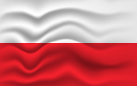 Poland flag waving, closeup background. 2D illustrationの写真素材