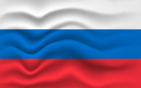Russian flag waving, closeup background. 2D illustrationの写真素材