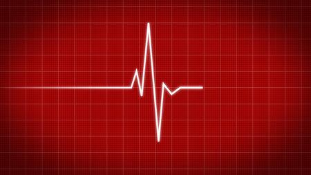 Heart rate monitor on red background. 2d illustrationの写真素材
