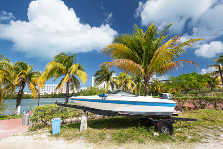 Speed Boat near Nichupte lagoon. Cancunの写真素材
