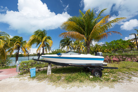 Speed Boat near Nichupte lagoon. Cancunの写真素材