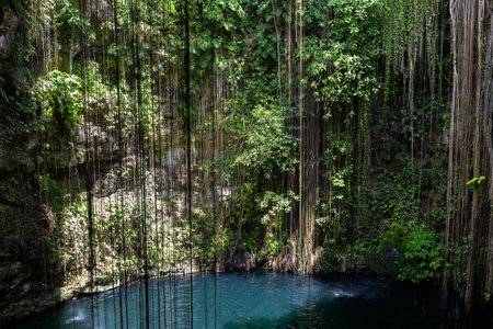Ik Kil cenote is Archeological Park near Chichen Itza, Yucatan, Mexico. Nobodyの写真素材