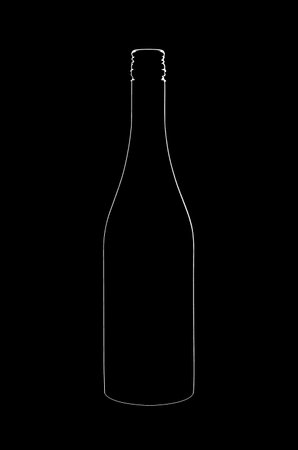 Silhouette of bottle with wine isolated on black background. close upの写真素材