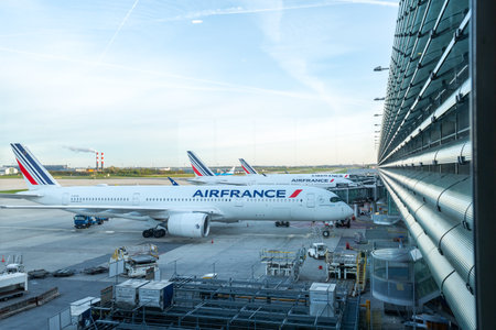 PARIS, FRANCE - April 11, 2022: View of exterior outside of airport Charles de gaulleのeditorial素材